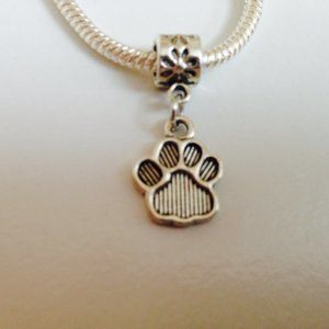 “PAW” Silver Plated Dangling, Charm Bead For European Style Charm Bracelets